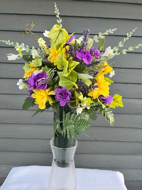712-180-Purple and yellow cemetery vase(57)