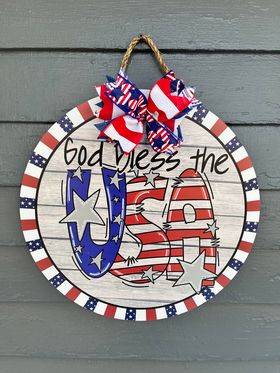 712-182-Patriotic door hanger god bless the USA(35)